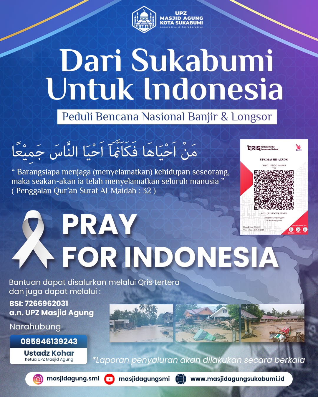 UPZ Masjid Agung Kota Sukabumi Resmi Buka Layanan Donasi untuk Korban Banjir & Longsor Nasional